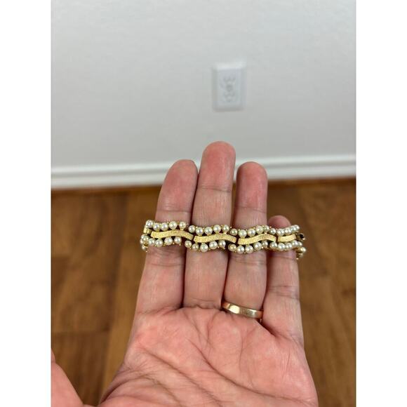 B14 Coro Faux Pearl Link Bracelet Audrey Hepburn Style Vintage Old Hollywood - Picture 6 of 12